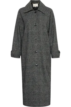 Kaffe Femme, Manteaux, Gris, Taille: 42 FR Manteau Veste Élégant Noir/Gris Carreaux