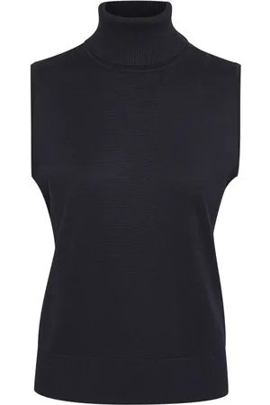 Saint Tropez Femme, Pulls, Bleu, Taille: 40 FR Gilet en Tricot à Col Roulé Night Sky