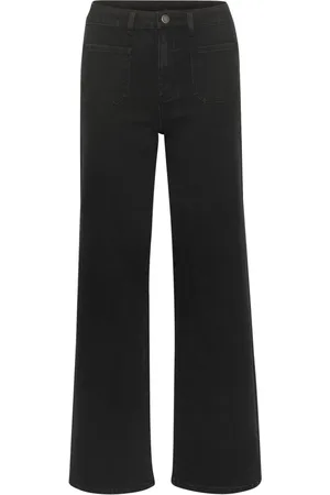 Kaffe Femme, Jeans, Noir, Taille: 44 FR Jean Évasé Noir Profond Style Classique