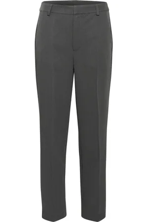 Kaffe Femme, Pantalons, Gris, Taille: 46 FR Pantalon Taille Haute Droit à Fermeture Éclair Noir