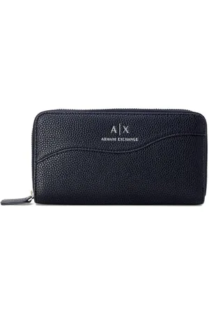 Armani Exchange Femme, Accessoires, Noir, Taille: ONE Size Portefeuille Noir Imprimé avec Fermeture Éclair