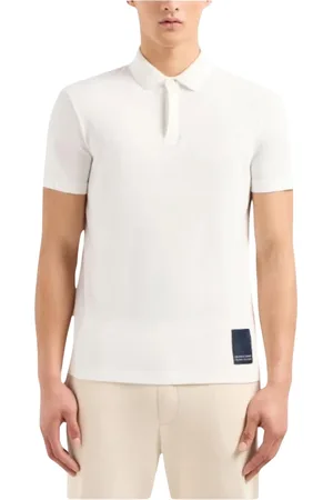 Armani Exchange Homme, Tops, Blanc, Taille: S Polo en Coton Stretch - Coupe Ajustée