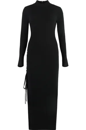 Michael Kors Femme, Robes, Noir, Taille: 42 FR Robe en Laine Mérinos avec Fente Latérale