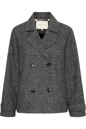 Kaffe Femme, Vestes, Gris, Taille: 48 FR Veste Courte Noir/Gris Carreaux