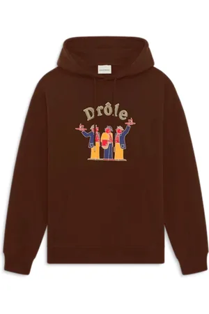 Drôle de Monsieur Homme, Sweatshirts et sweats à capuche, Brun, Taille: S Sweat à Capuche Marron Tissu French Terry
