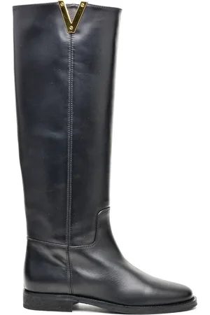 Via Roma Femme, Chaussures, Noir, Taille: 36 EU Botte en Cuir Noir 43cm Tige