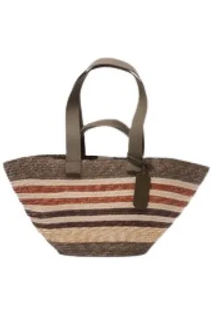 Catarzi Femme, Sacs, Multicolore, Taille: ONE Size Sac en paille Roberts Kaki/Marron