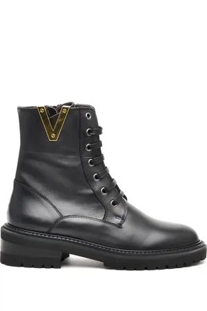 Via Roma Femme, Chaussures, Noir, Taille: 40 EU Bottine en Cuir Noir avec Fermeture Éclair