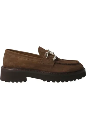 Calce Femme, Chaussures, Brun, Taille: 38 EU Mocassin Femme en Daim Camel avec Détail Doré