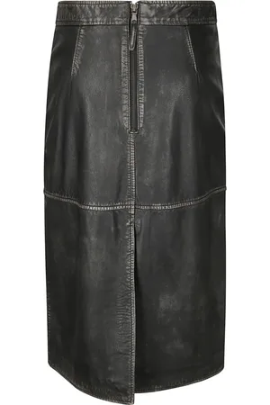 P.A.R.O.S.H. Femme, Jupes, Noir, Taille: 40 FR Jupe midi en cuir avec poches