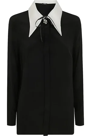 VERSACE Femme, Blouses et Chemises, Noir, Taille: 38 FR Chemise Noire en Crêpe de Chine de Soie