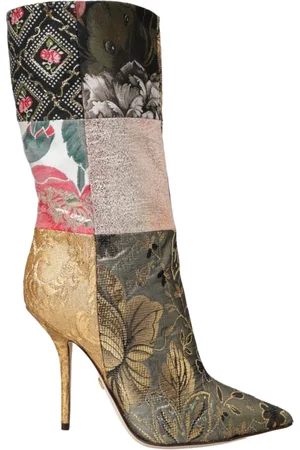 Dolce & Gabbana Femme, Chaussures, Multicolore, Taille: 36 EU Bottes à Talons Hauts Patchwork Print