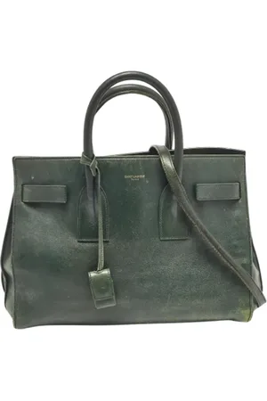 Saint Laurent Femme, Pre-owned, Vert, Taille: ONE Size Pre-owned Cuir cabas