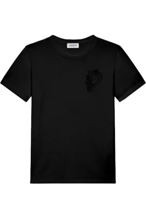 Dondup Femme, Tops, Noir, Taille: 40 FR T-shirt Noir avec Logo Brodé