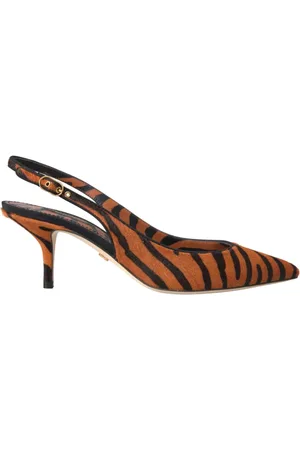 Dolce & Gabbana Femme, Chaussures, , Taille: 36 EU Sandales Slingback en Cuir Imprimé Zèbre