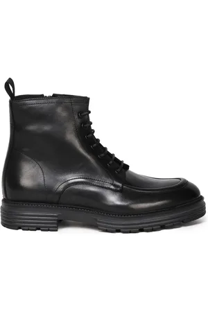 Giuliano Galiano Homme, Chaussures, Noir, Taille: 45 EU Bottes Plates Noires Fermeture à Lacets