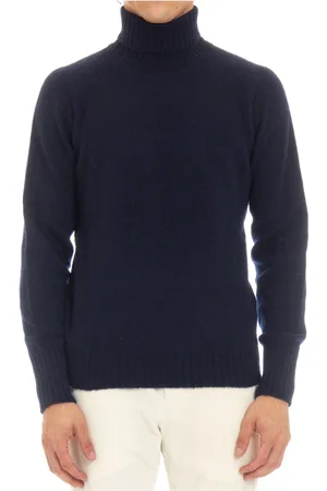 DRUMOHR Homme, Pulls, Bleu, Taille: M Pull en Laine Bleu Style Dolcevita