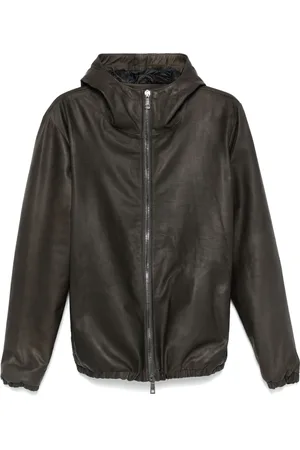 GIORGIO BRATO Homme, Vestes, Brun, Taille: L Veste en Cuir Slim Fit avec Fermeture Éclair