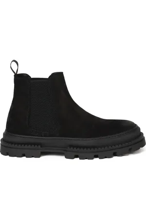 Giuliano Galiano Homme, Chaussures, Noir, Taille: 46 EU Chaussures Plates en Daim Noir Fermeture Élastique