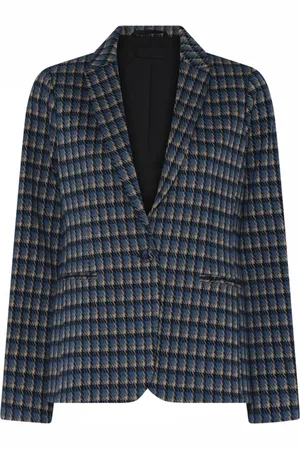 C.ro Femme, Vestes, Bleu, Taille: 42 FR Blazer à Carreaux Bleu Style Ditte
