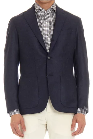 BARBA Homme, Costumes, Bleu, Taille: L Veste bleue à un bouton trois boutons