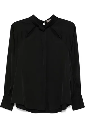 D.EXTERIOR Femme, Blouses et Chemises, Noir, Taille: 42 FR Chemisier en Satin Noir avec Détails Élégants