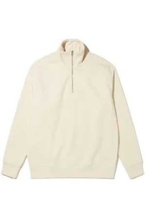 Denham Homme, Sweatshirts et sweats à capuche, Blanc, Taille: L Pull à Demi-Zip Moderne