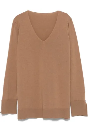 LE TRICOT PERUGIA Femme, Pulls, Brun, Taille: 40 FR Pull Marron en Laine V-Neck