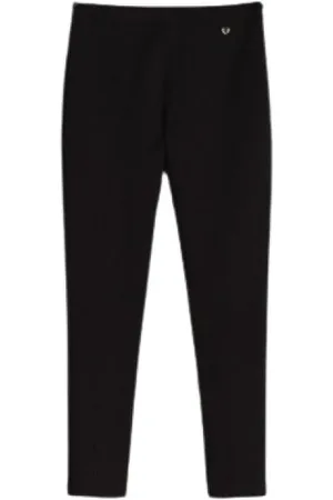 Twin-Set Femme, Pantalons, Noir, Taille: 38 FR Leggings côtelés avec fermeture éclair latérale
