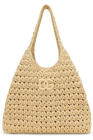 Dolce & Gabbana Femme, Sacs, , Taille: ONE Size Sac Fourre-Tout en Rafia avec Logo Appliqué