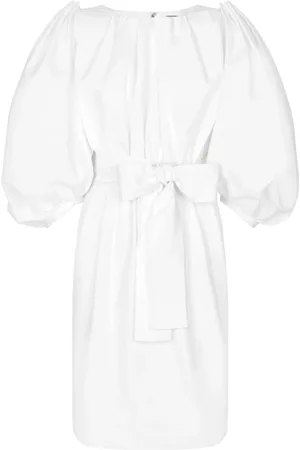Dolce & Gabbana Femme, Robes, Blanc, Taille: 34 FR Robe Blanche en Coton à Manches Bouffantes