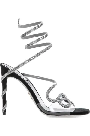 RENE CAOVILLA Femme, Chaussures, Gris, Taille: 37 EU Élégantes Sandales Noires avec Style V547