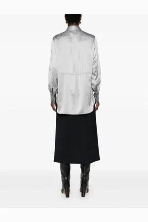 Brunello Cucinelli Femme, Blouses et Chemises, Gris, Taille: 38 FR Chemise en soie