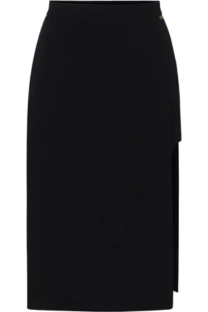 Elisabetta Franchi Femme, Jupes, Noir, Taille: 40 FR Jupe Midi Noire Stretch Crêpe