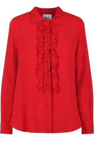NUDE Femme, Blouses et Chemises, Rouge, Taille: 38 FR Chemise à volants en mélange de soie Fw24