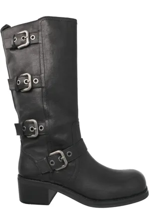 Bruno Premi Femme, Chaussures, Noir, Taille: 37 EU Bottes urbaines noires en cuir avec boucles