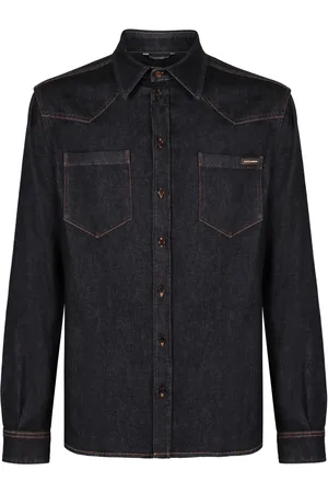 Dolce & Gabbana Homme, Chemises, Bleu, Taille: L Chemise en denim avec détail logo