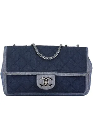 CHANEL Femme, Pre-owned, Bleu, Taille: ONE Size Pre-owned Denim sacs-chanel