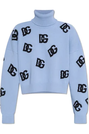 Dolce & Gabbana Femme, Pulls, Bleu, Taille: 36 FR Pull à col roulé avec logo