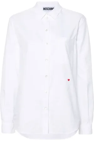Moschino Femme, Blouses et Chemises, Blanc, Taille: 40 FR Chemise Blanche avec Broderie Coeur