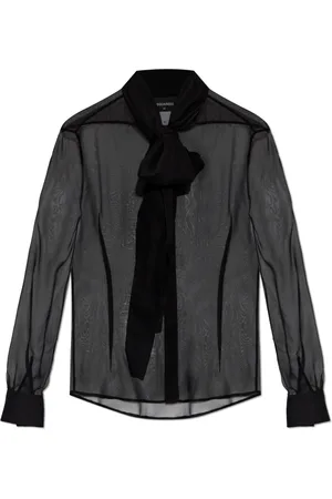 Dsquared2 Femme, Blouses et Chemises, Noir, Taille: 38 FR Chemise en soie avec cravate