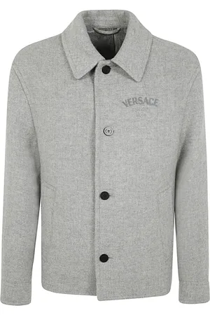 VERSACE Homme, Vestes, Gris, Taille: XL Blouson en Laine avec Broderie