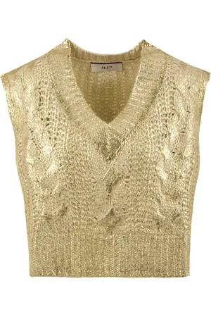 AKEP Femme, Pulls, Jaune, Taille: 40 FR Vestes dorées pour des tenues élégantes
