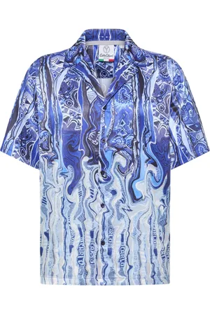 Carlo Colucci Homme, Chemises, Bleu, Taille: M Chemise Tricot Artistique