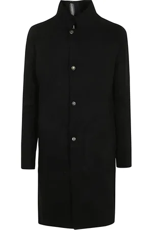 ISAAC SELLAM EXPERIENCE Homme, Manteaux, Noir, Taille: S Manteau Long Noir pour un Look Élégant