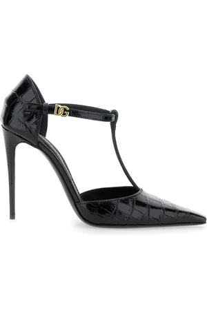 Dolce & Gabbana Femme, Chaussures, Noir, Taille: 37 EU Escarpins Noirs à Imprimé Croco Talon Haut