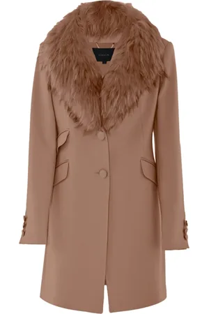 Kocca Femme, Vestes, Brun, Taille: 38 FR Manteau à Col en Fourrure