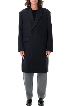 STUDIO NICHOLSON Homme, Manteaux, Noir, Taille: L Manteau en Laine à Carreaux
