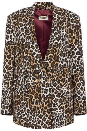 Elisabetta Franchi Femme, Vestes, Brun, Taille: 38 FR Veste Animalier Marron