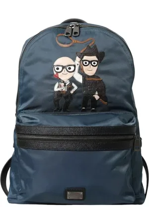 Dolce & Gabbana Unisex, Sacs, Bleu, Taille: ONE Size Sac à dos en nylon bleu avec patch DGFamily